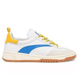 NWOT Oncept NYC PANAMA stadium low top sneaker, white, yellow, blue leather
